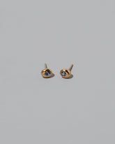 Yellow Gold Bicolor Blue Sapphire Level Stud Earrings on light color background
