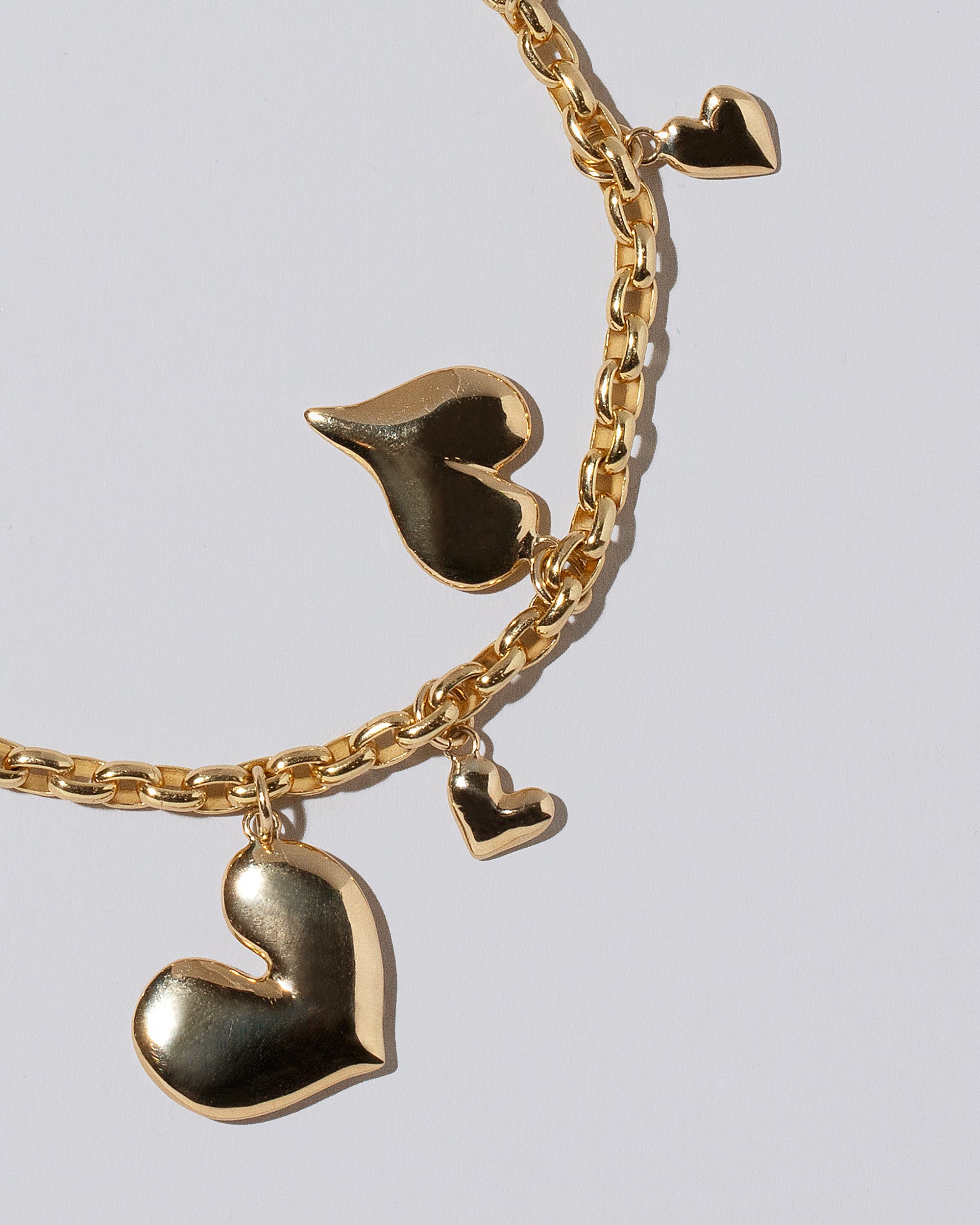9ct Yellow Gold Heart Clasp Charm Bracelet 7.5