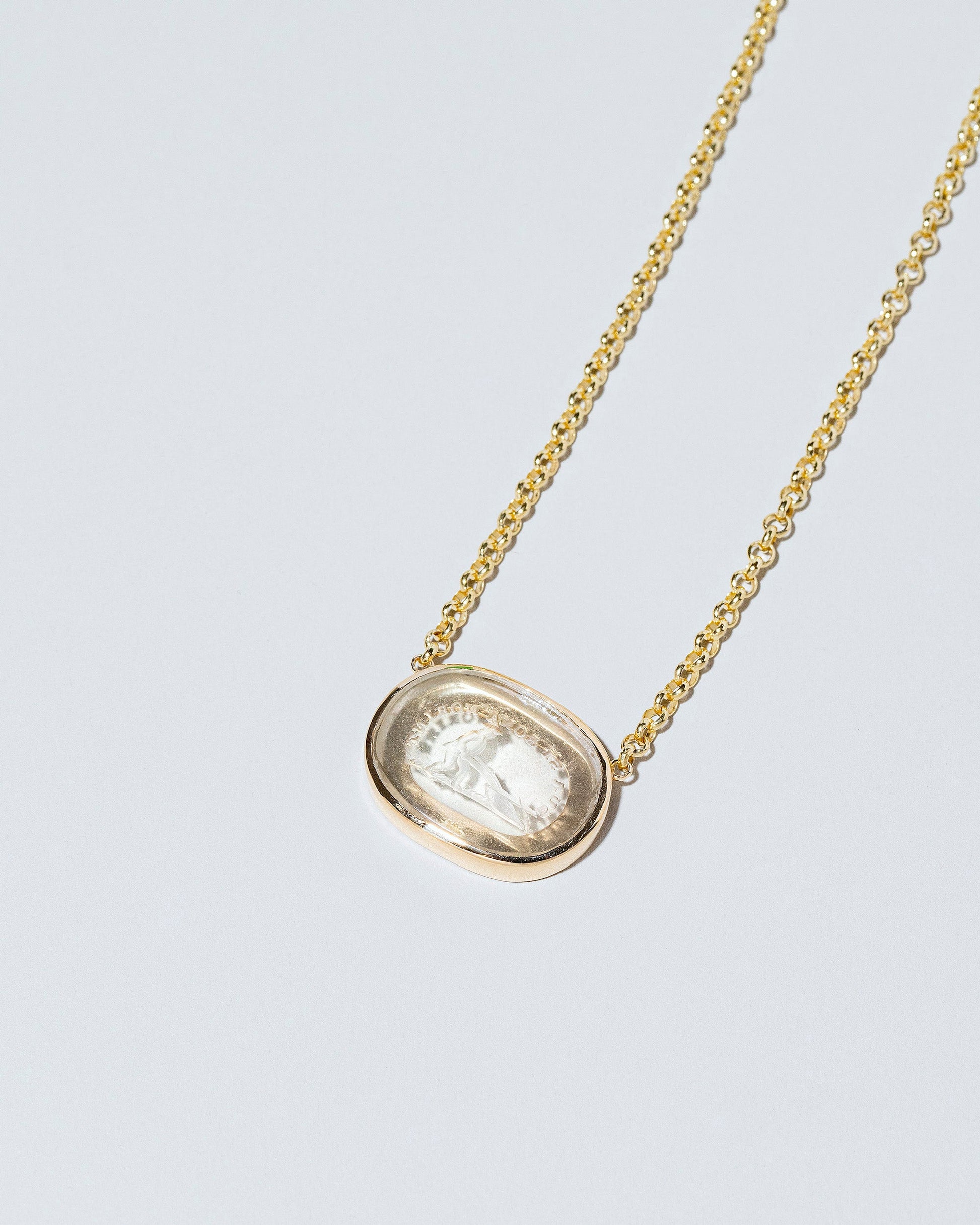  Simplicity Intaglio Seal Necklace on light color background.