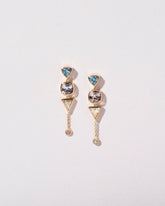  Trillion Cut Sapphire Cluster Earrings - Final Sale on light color background.