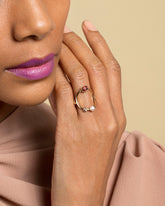 Trilogy Ring - Garnet on model.