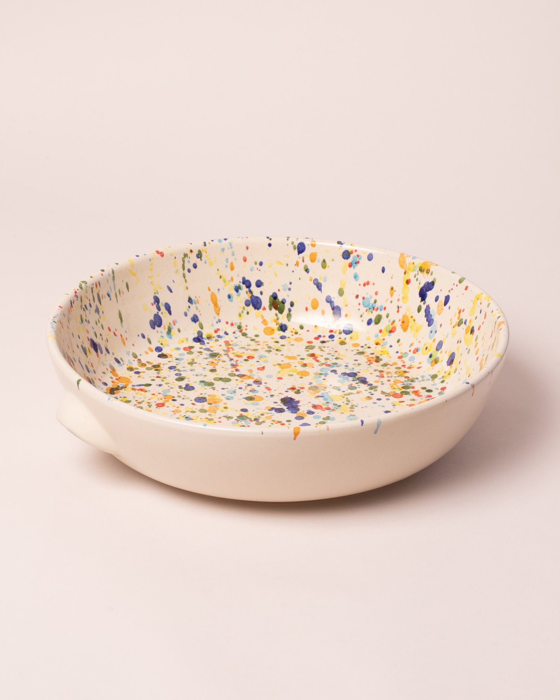La Ceramica Vincenzo Del Monaco Colored Drops Large Salad Bowl on light color background.