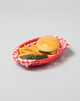 Spills Cheeseburger Basket on light color background.