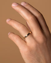Gold 3mm Square Wire Band on model.