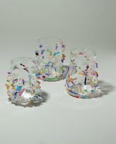 Stover Glass Cane Cups on light color background.