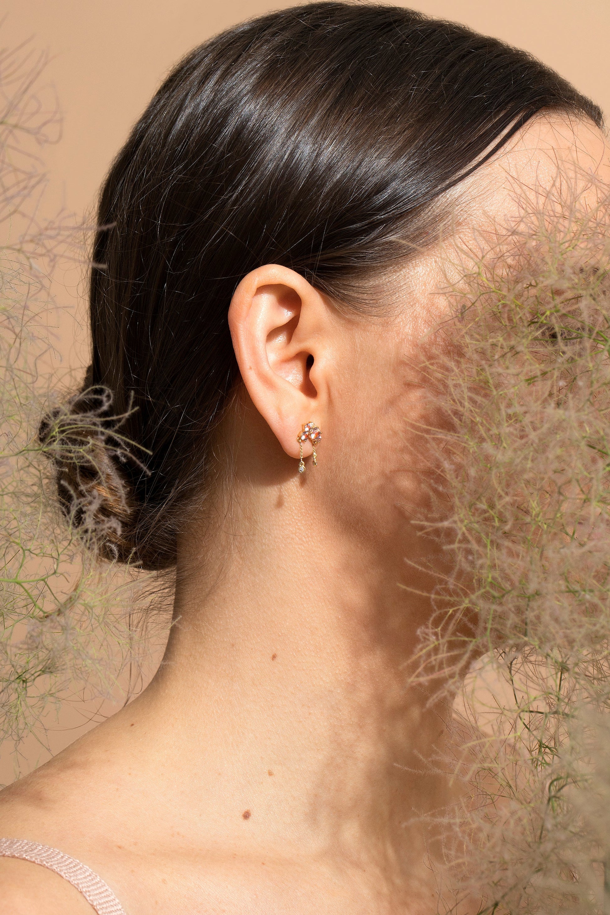 Anthea Earrings on model.