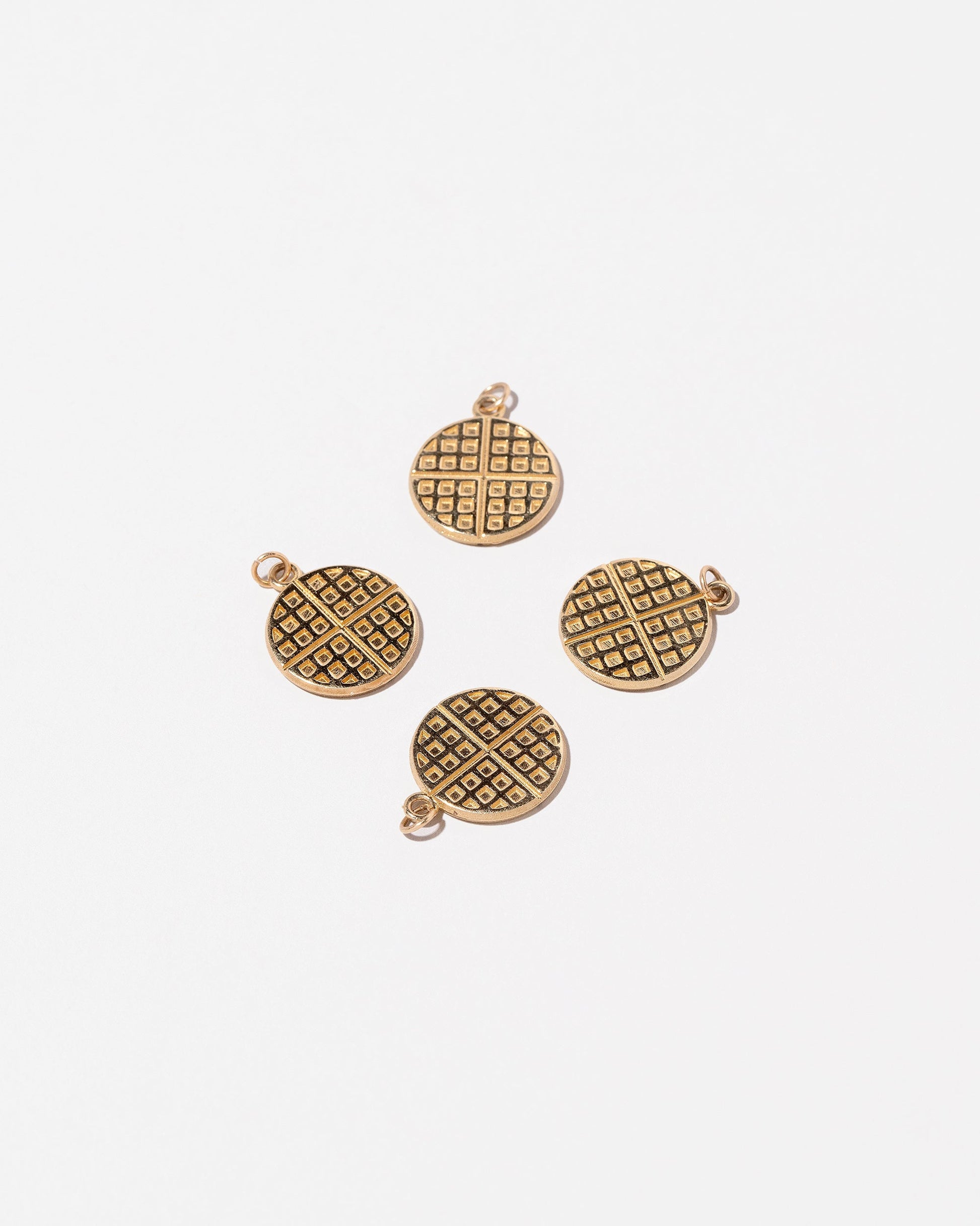  Waffle Charms - Plain on light color background.