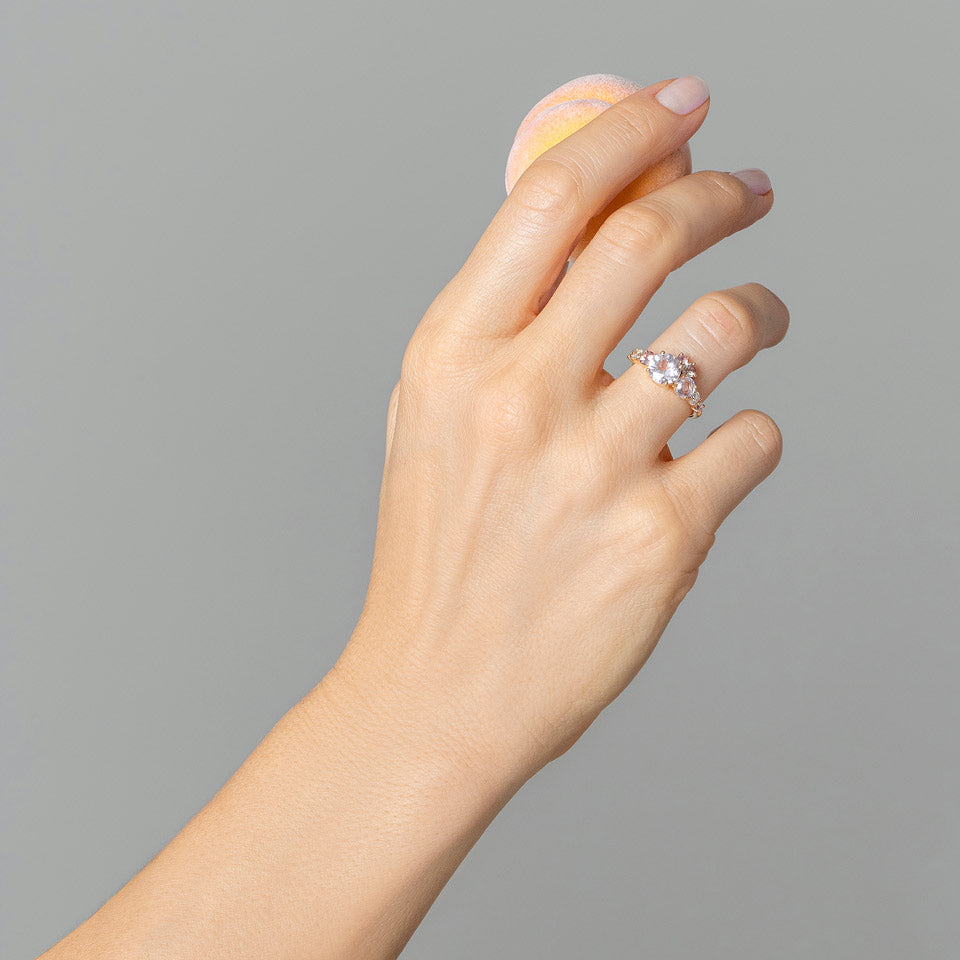 product_details::Super Luna Ring - Pink Sapphire on model.