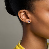 product_details::Vega Earrings - Dark Spinel on model.