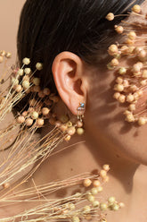 Persephone Earrings on model.