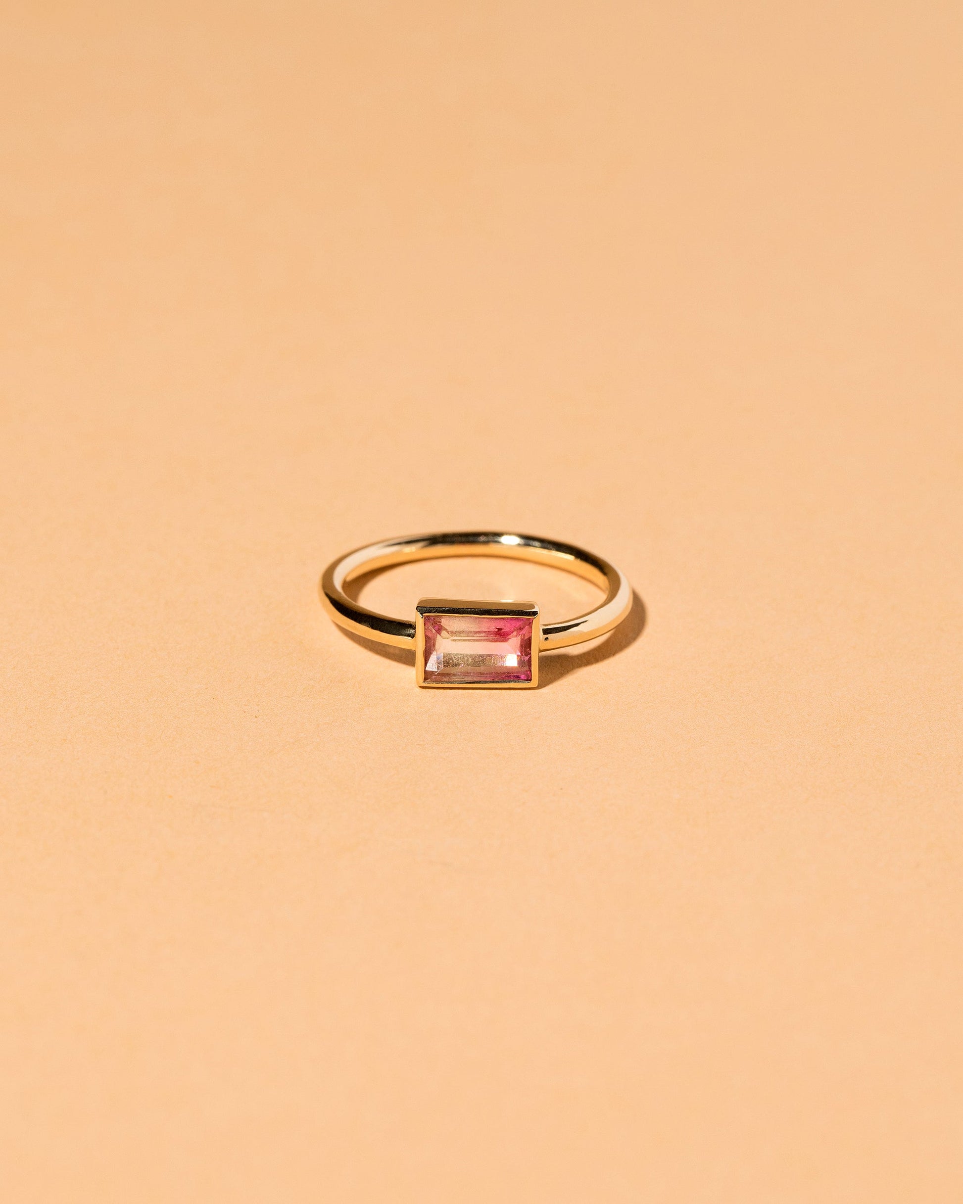  Pink & White Tourmaline Ring on light color background.