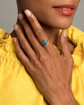 Australian Black Opal Ring on model.