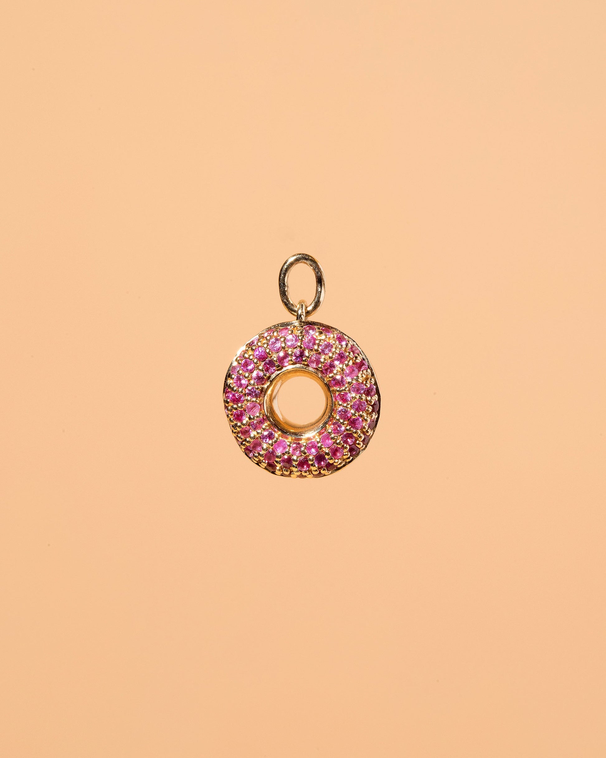 Strawberry Donut Charm on light color background.
