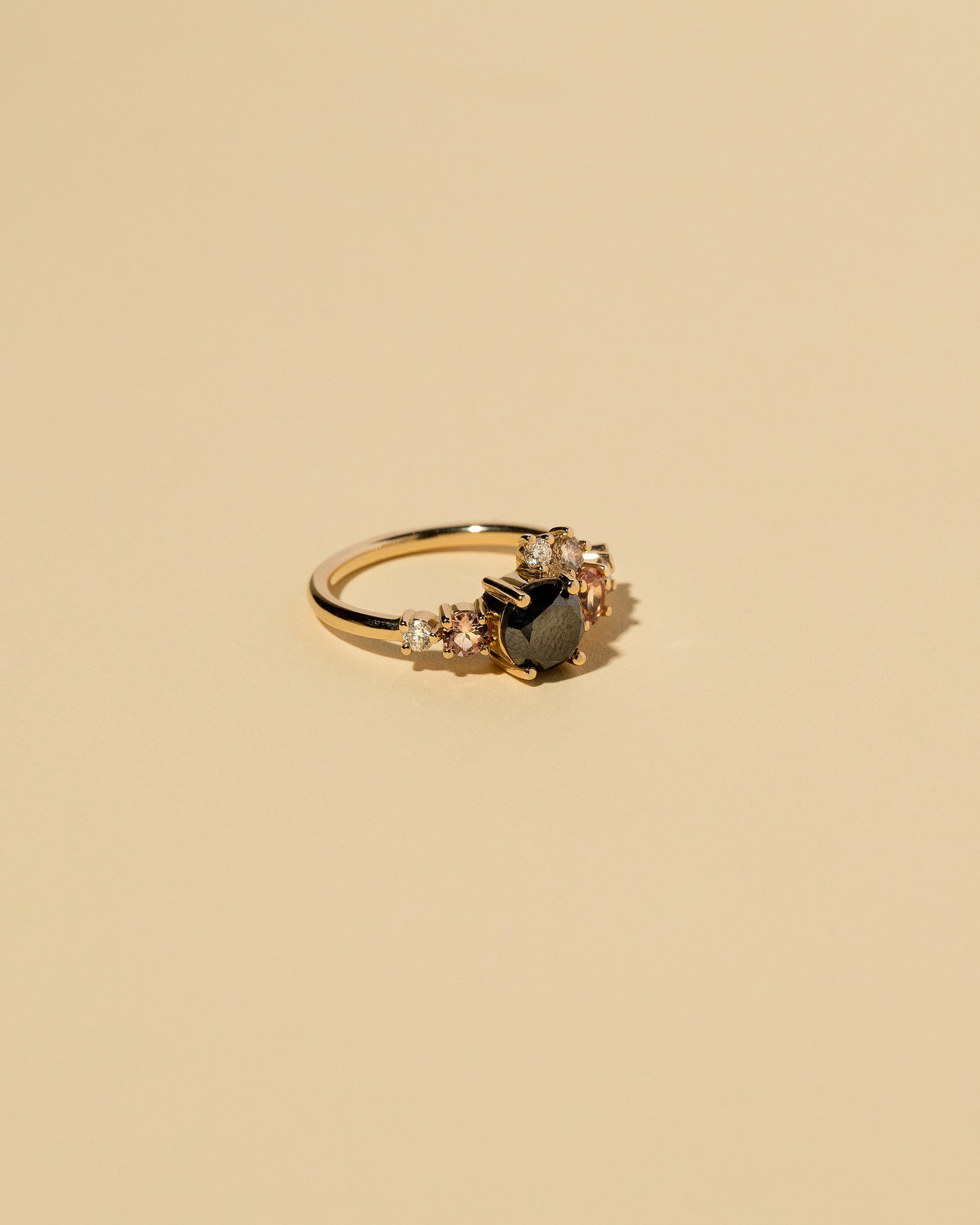  Luna Ring - Black Diamond on light color background.