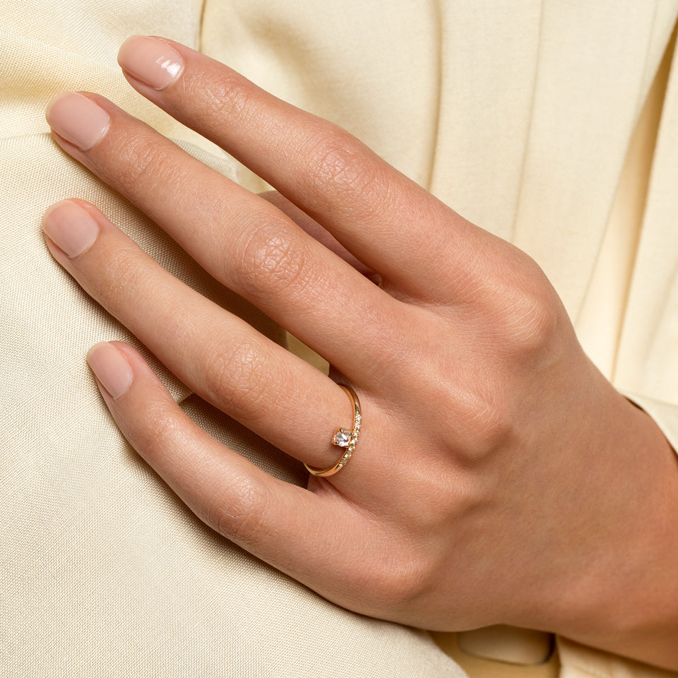 product_details::Stacked Ring - White Diamond on model.