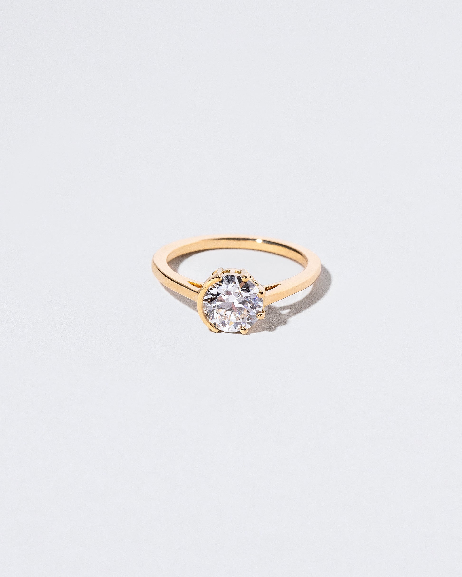 Sun & Moon Ring - White Diamond on light color background.