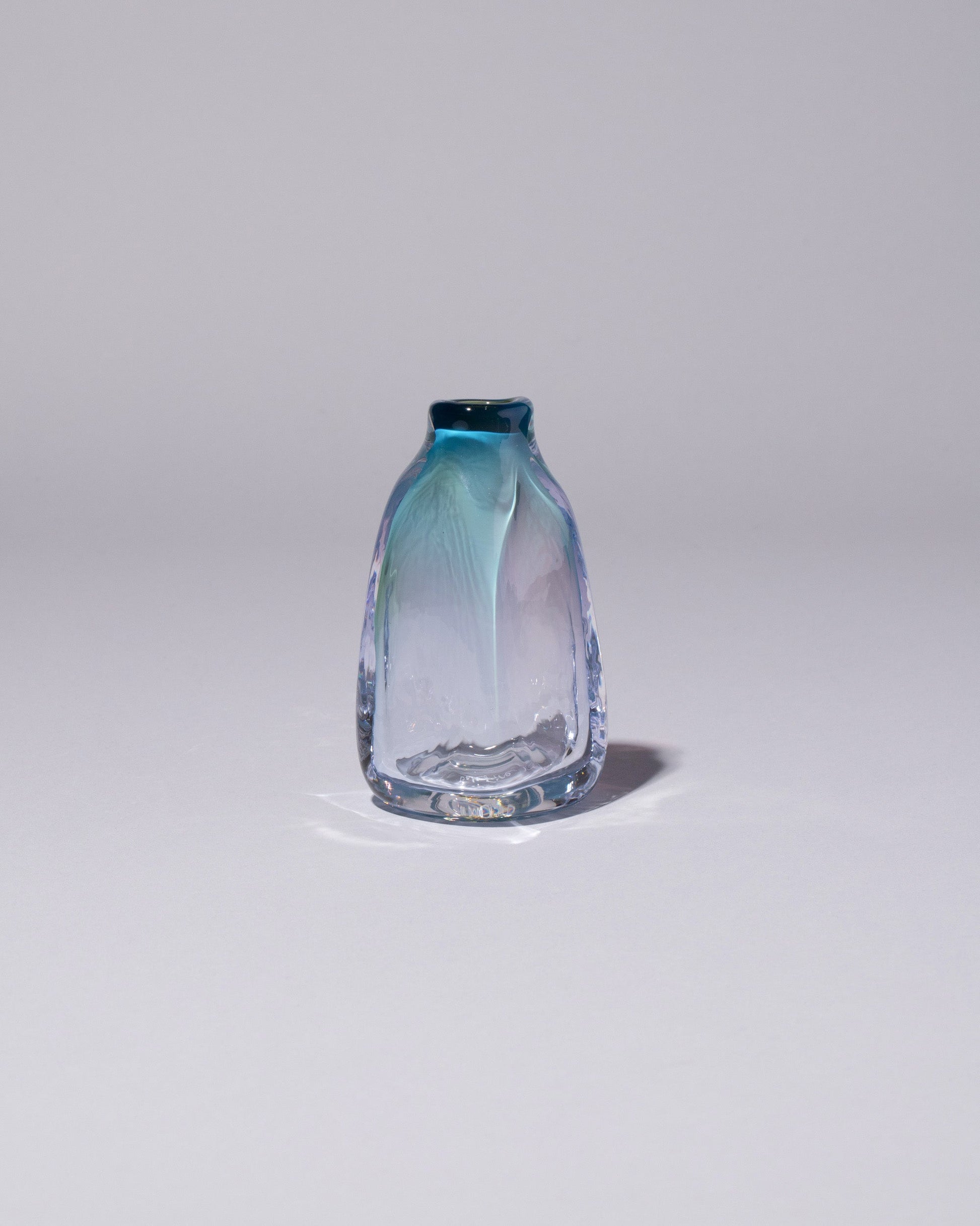 BaleFire Glass Small Miracle Blue Suspension Vase on light color background.