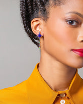 Lapis & Emerald Drop Earrings on model