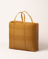 Palorosa Large Tobacco Lace Tote Basket Bag on light color background.