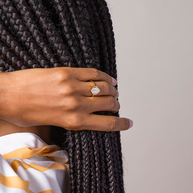 product_details::MLY Ring on model.