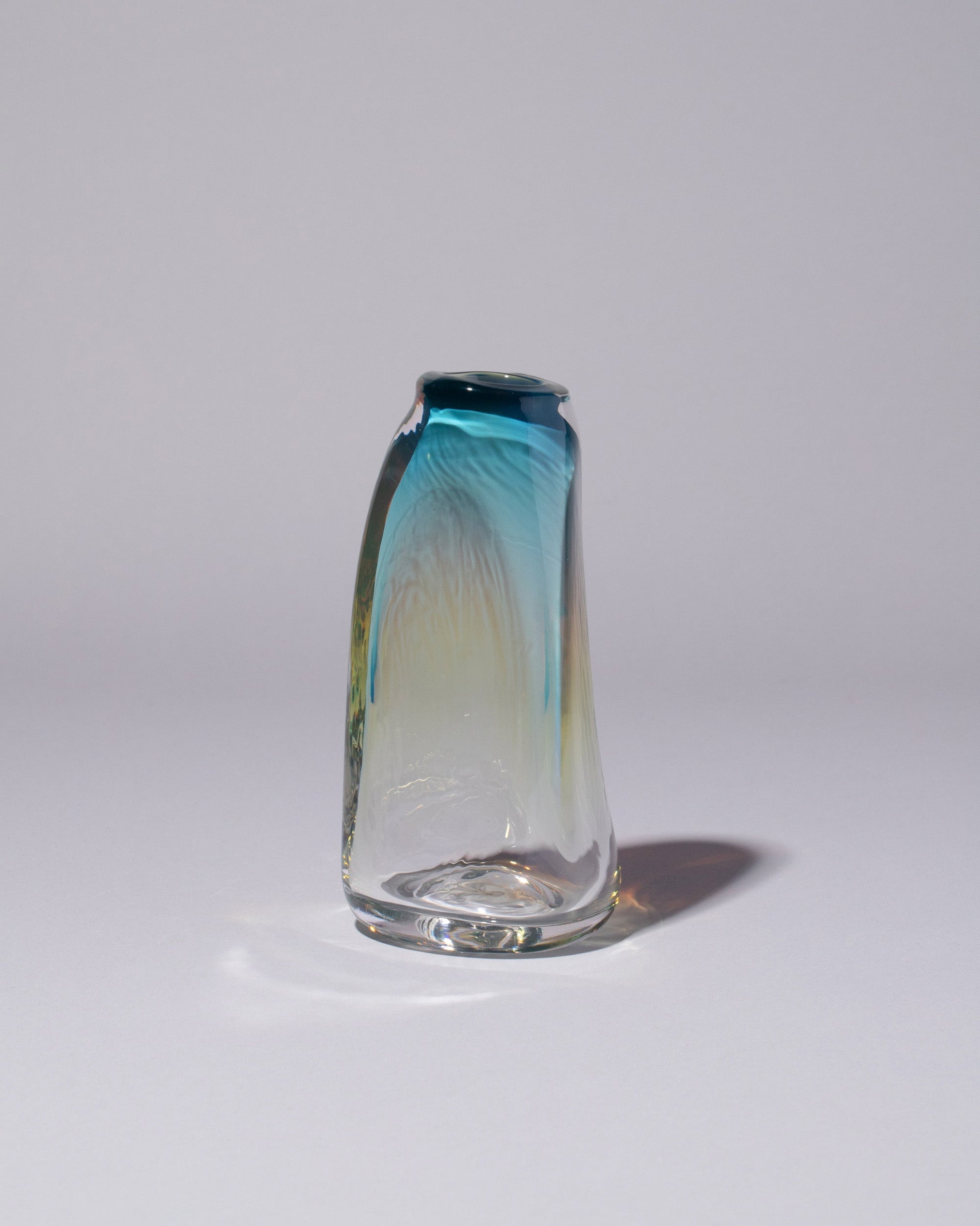 BaleFire Glass Large Miracle Blue Suspension Vase on light color background.