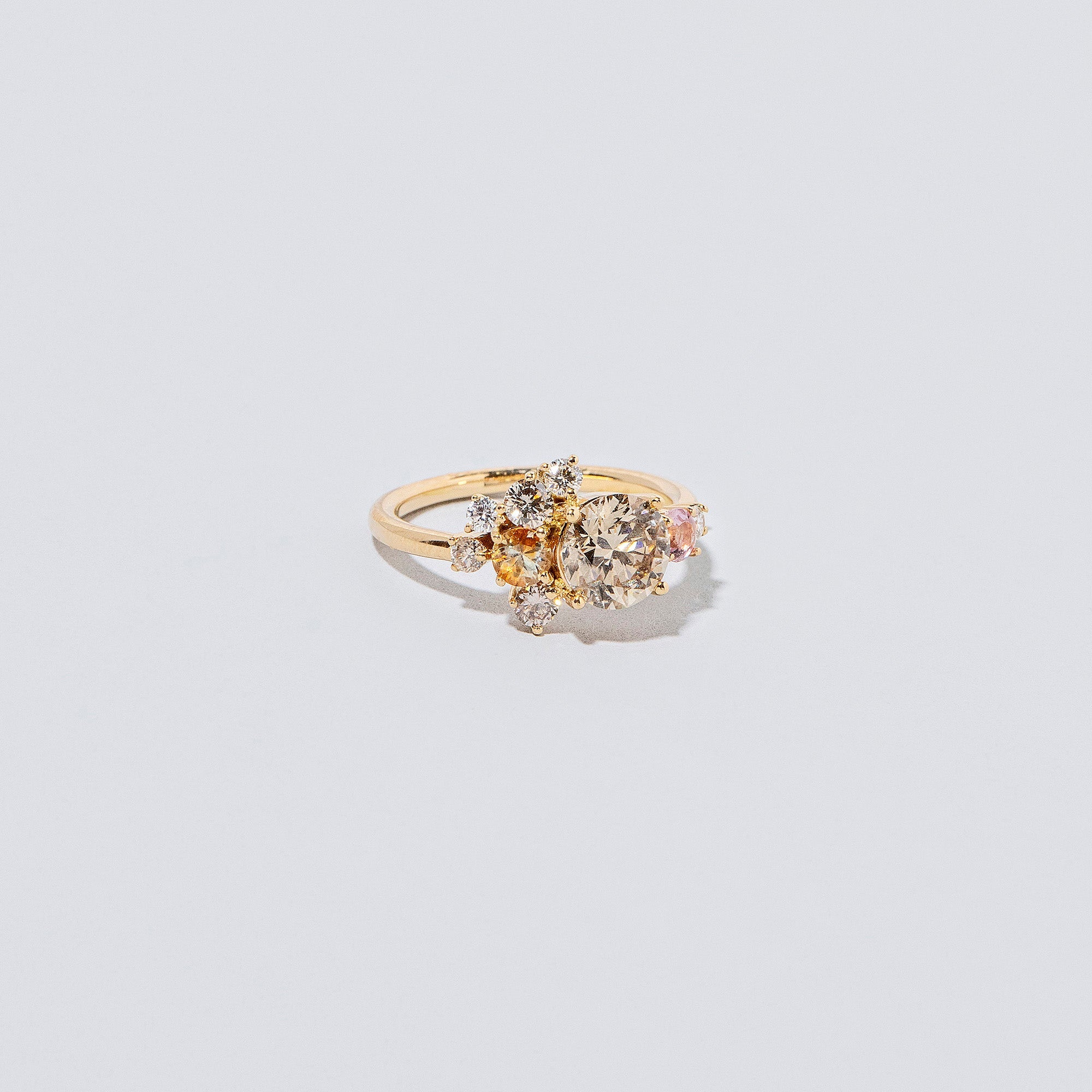 product_details::Vega Ring - Champagne Diamond on light color background.
