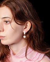 Polyphemus Earrings on model.