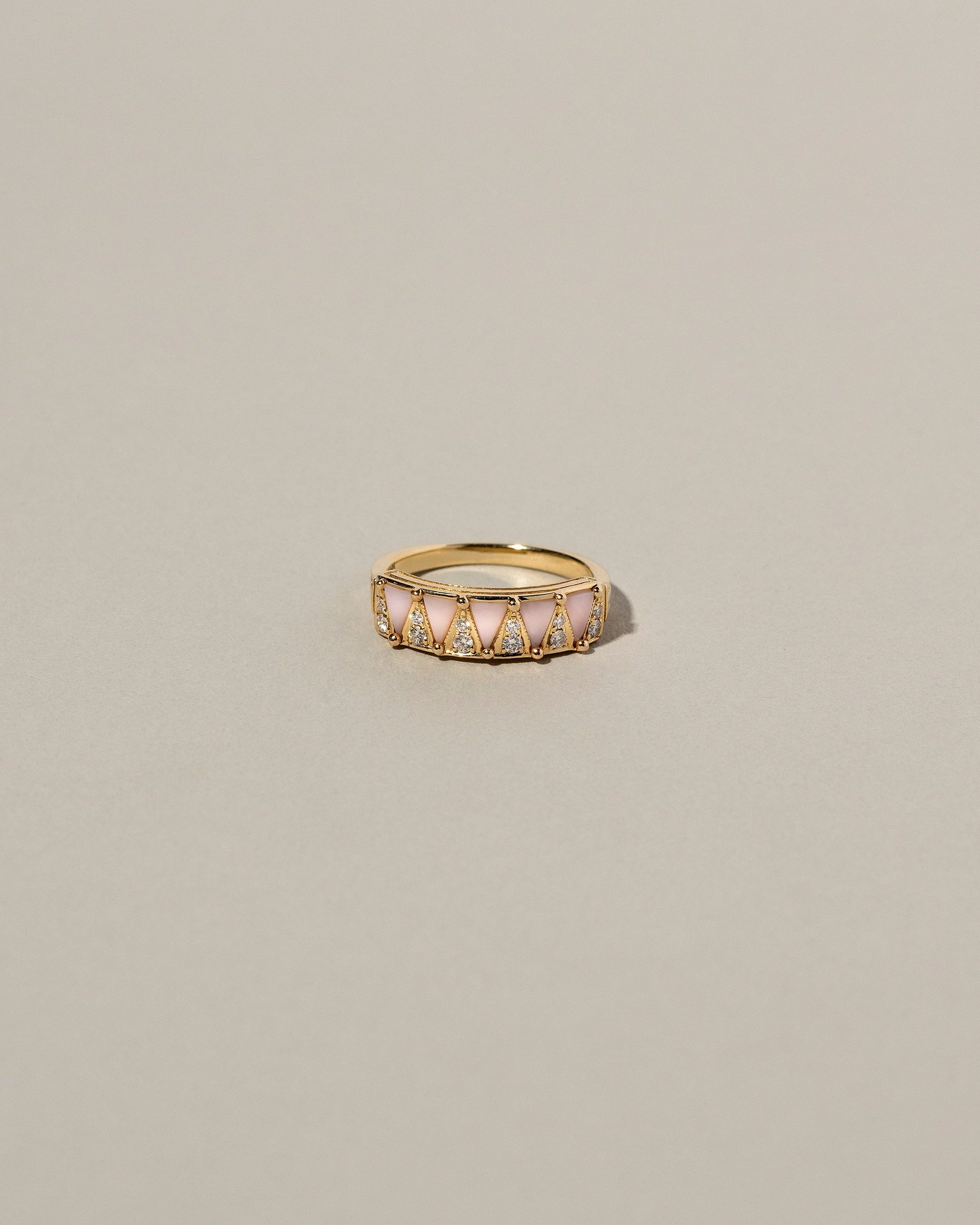  Five Triangle Ring - Pink Opal on light color background.