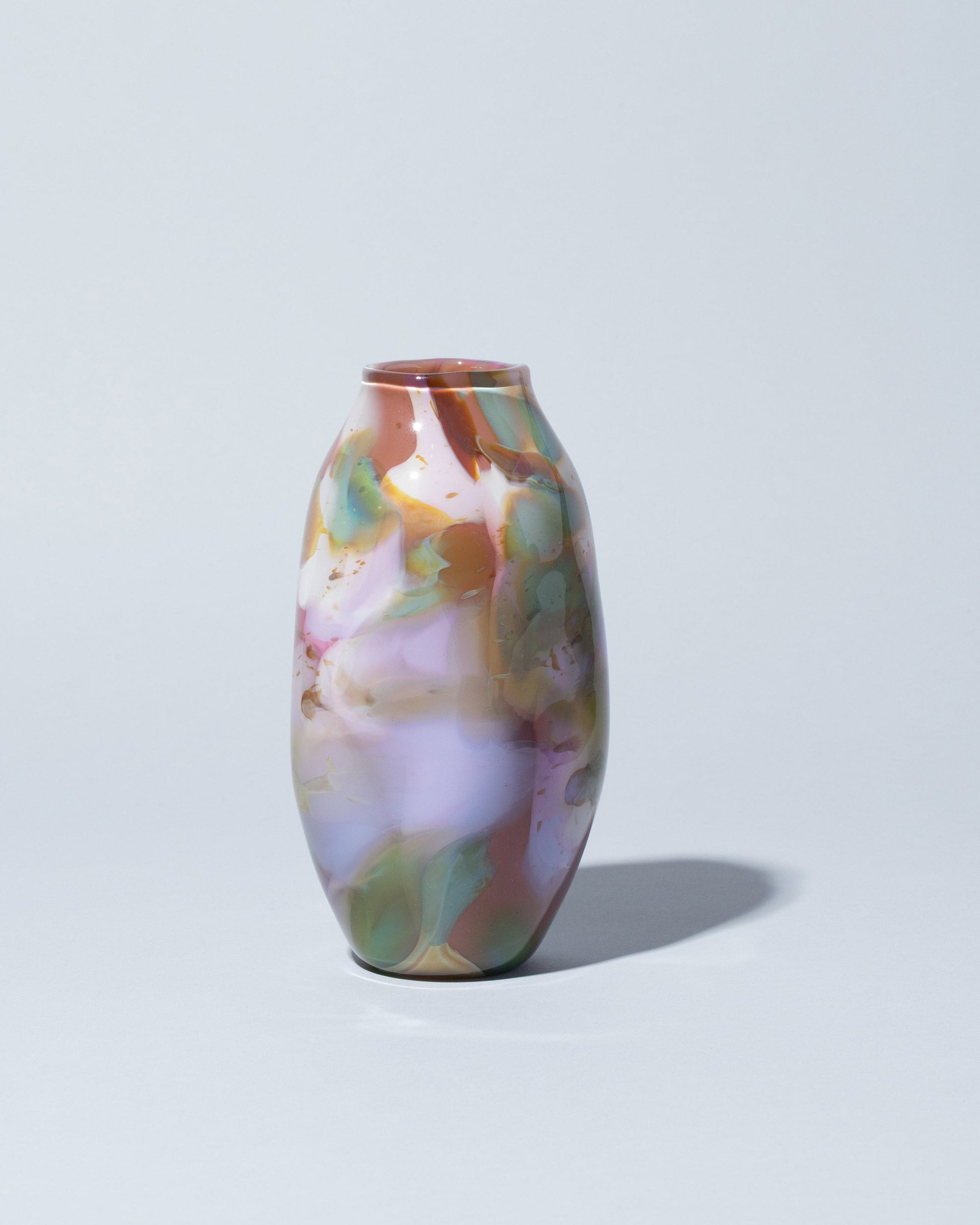 BaleFire Glass Medium Dusty Rose Epiphany Vase on light color background.
