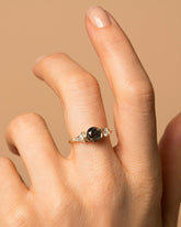 Black and White Diamond Ring on model.