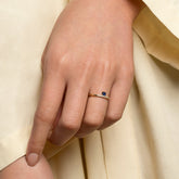 product_details::Stacked Ring - Sapphire & White Diamond on model.