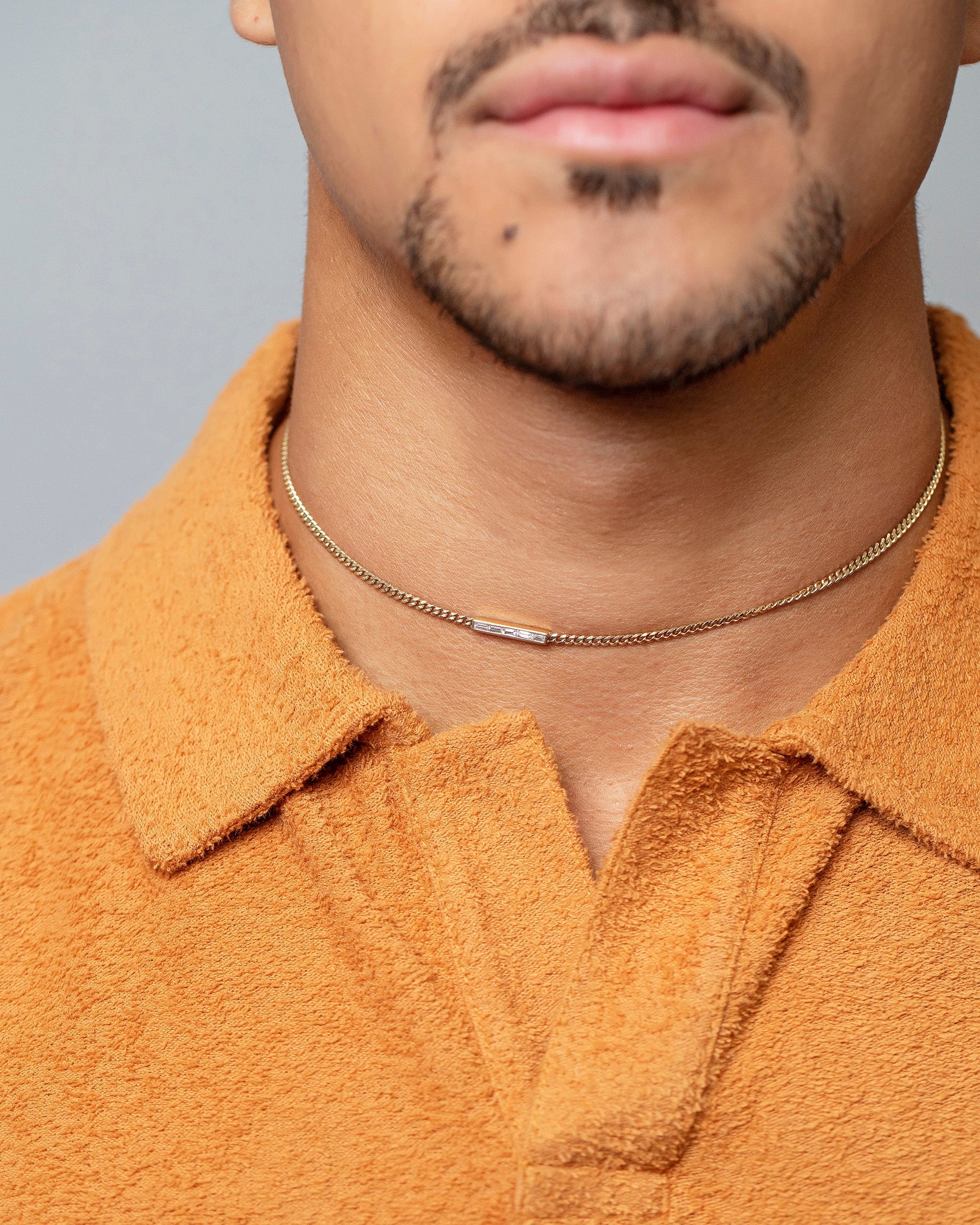 Identity Chain Necklace on model.