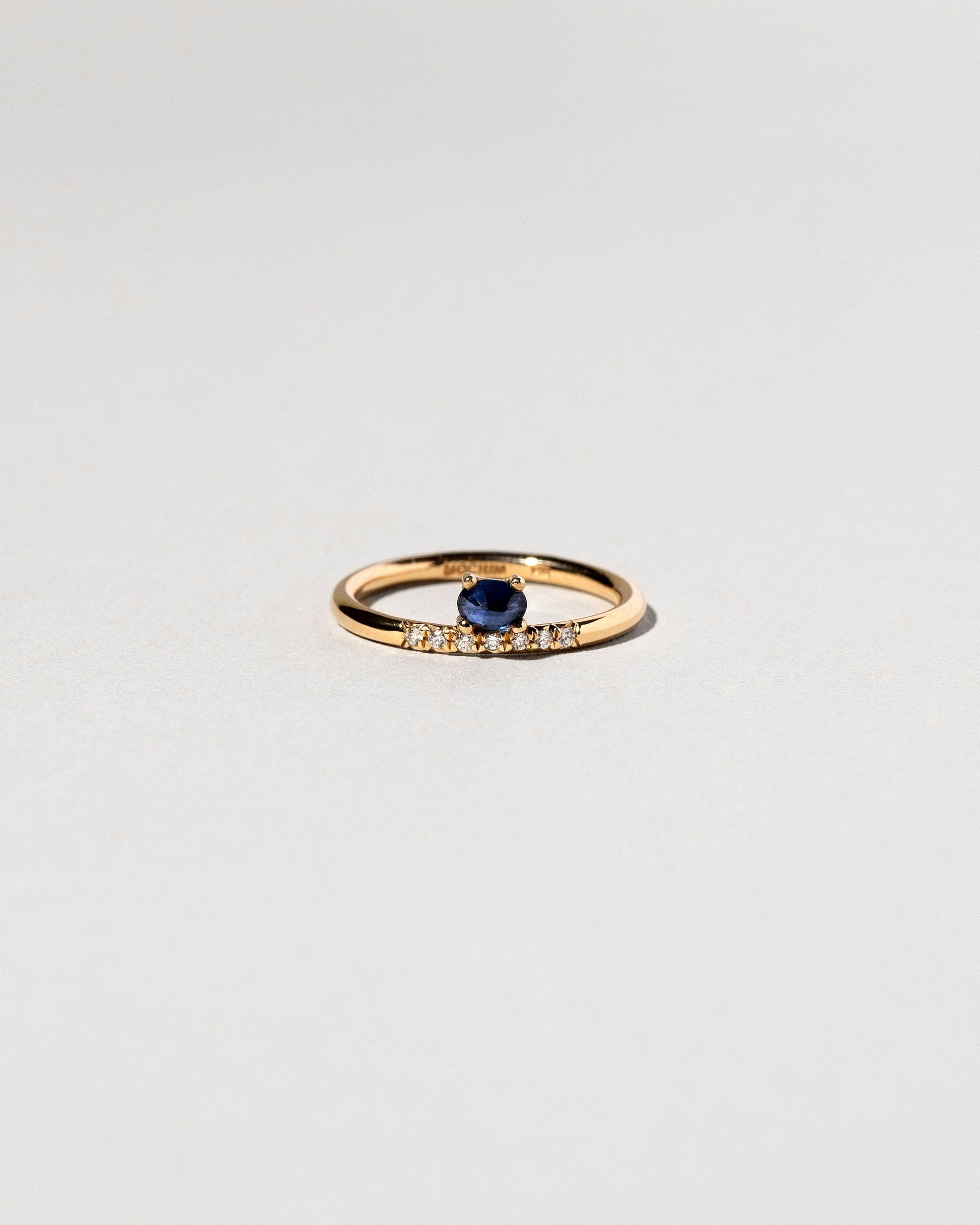  Stacked Ring - Sapphire & White Diamond on light color background.