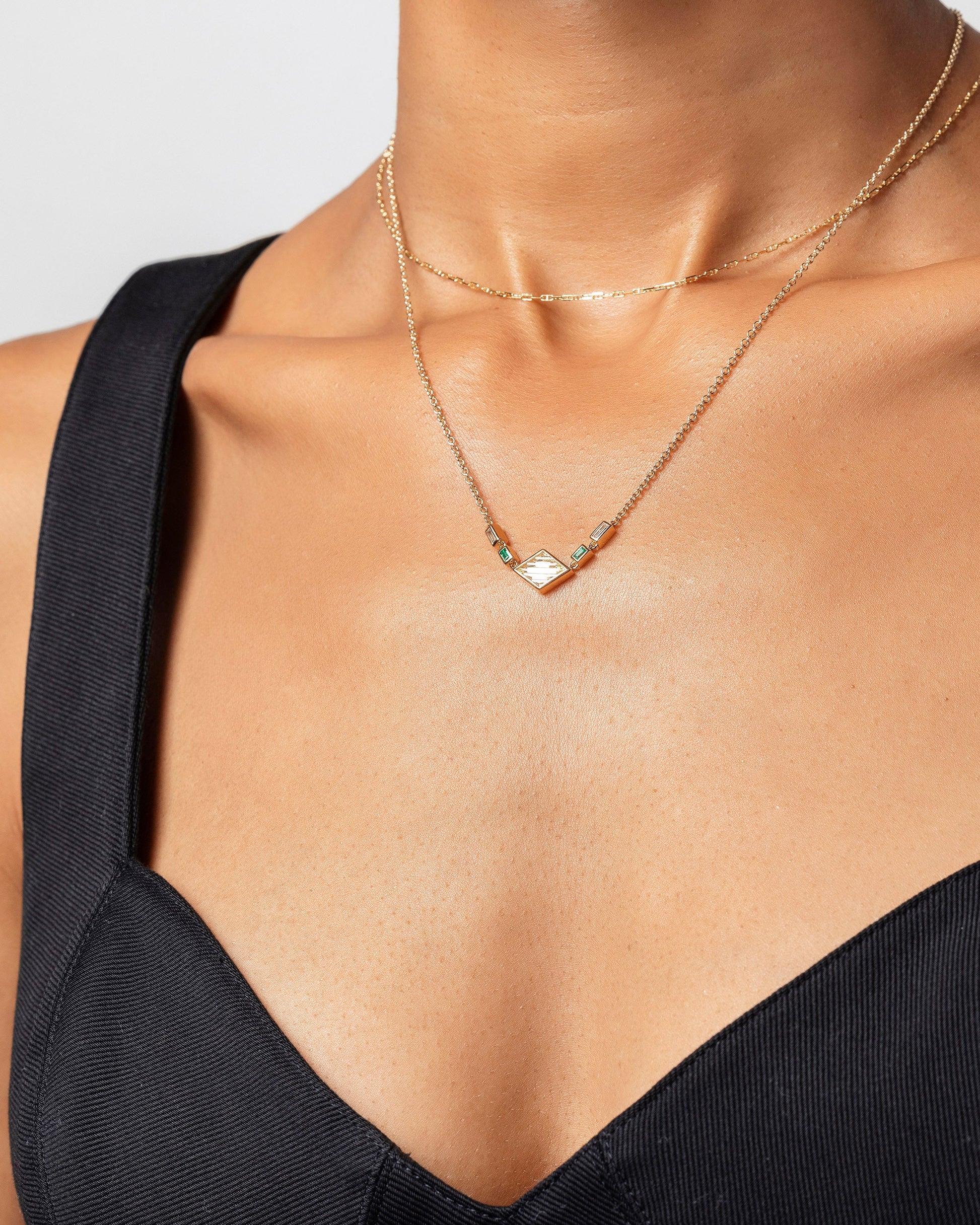 Radical Abstraction Necklace on model.