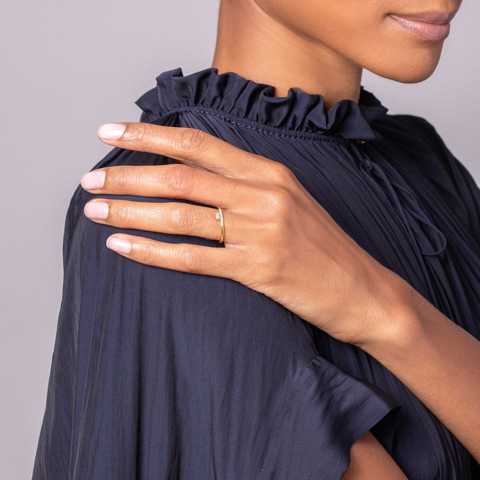 product_details::Stacked Ring - Baguette on model.