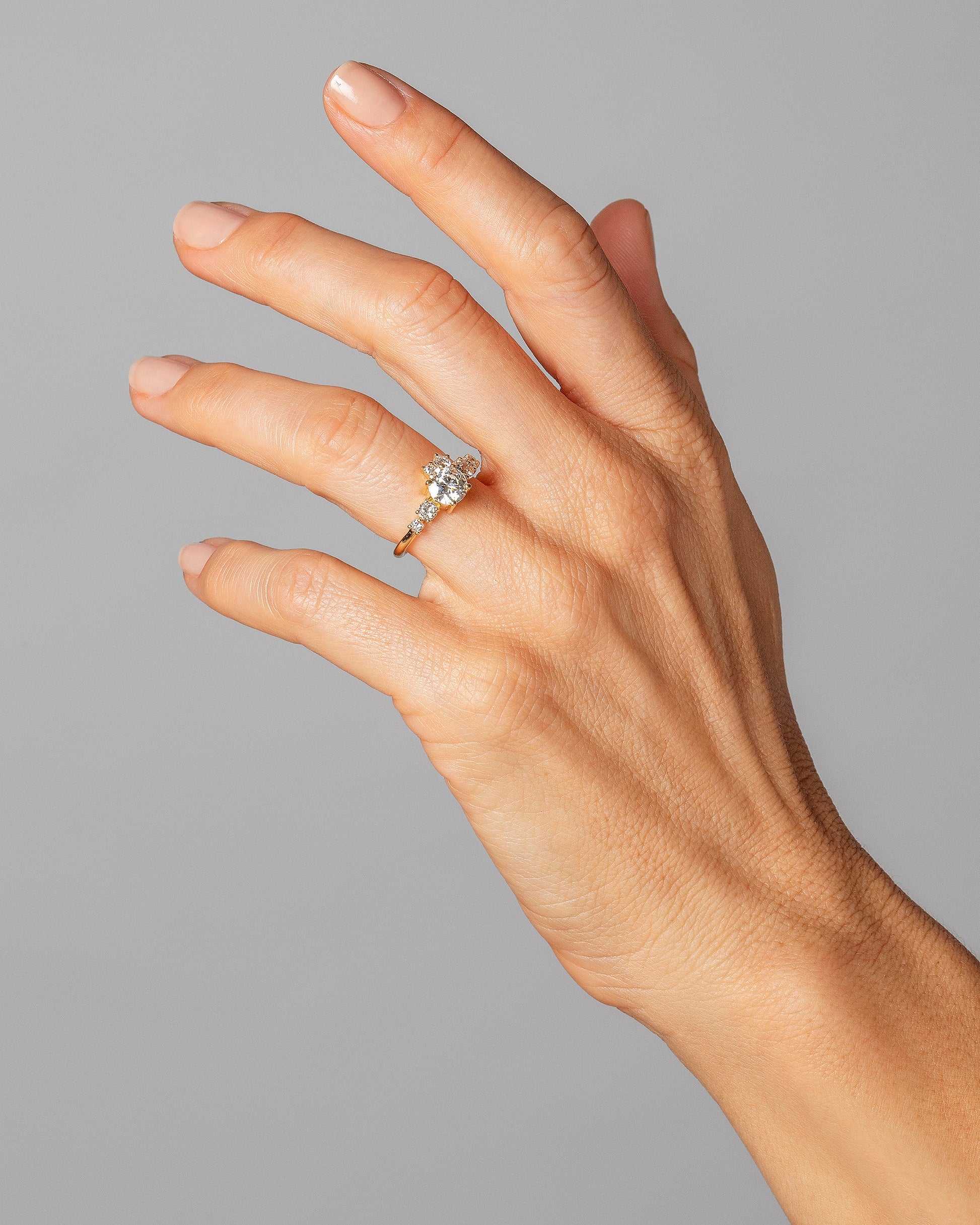 Luna Ring - White Diamond on model.