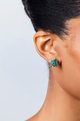 Azure Earrings on model.