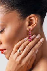 Flame Earrings on model.