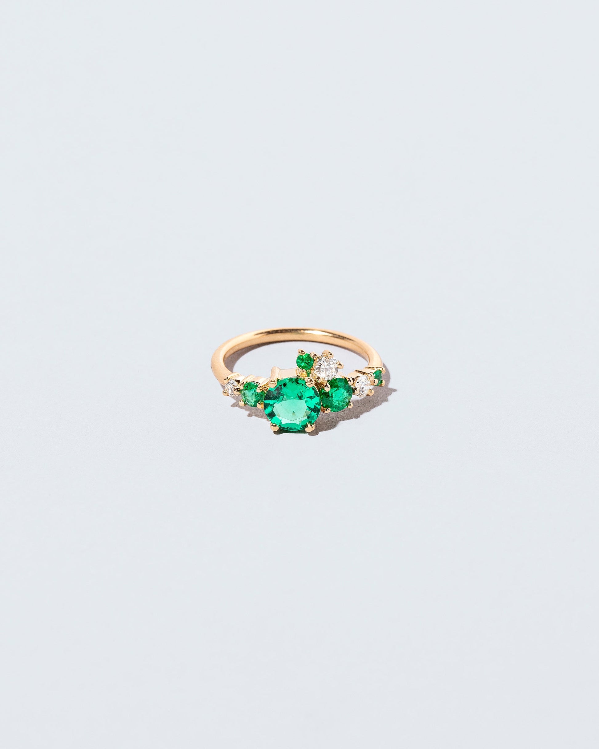  Luna Ring - Emerald on light color background.