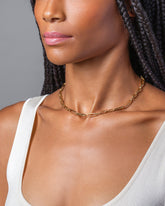 Long Loop Chain Necklace on model.