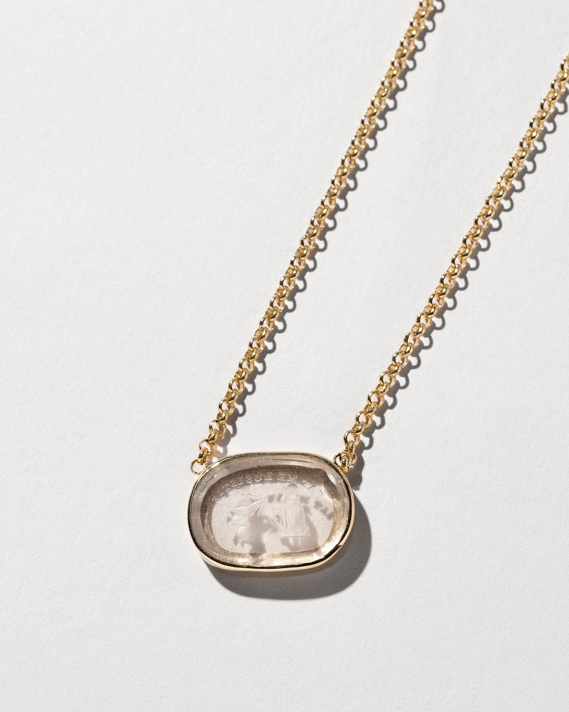  Independence Intaglio Seal Necklace on light color background.