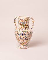 La Ceramica Vincenzo Del Monaco Large Colored Drops Ciarla Vase on light color background.