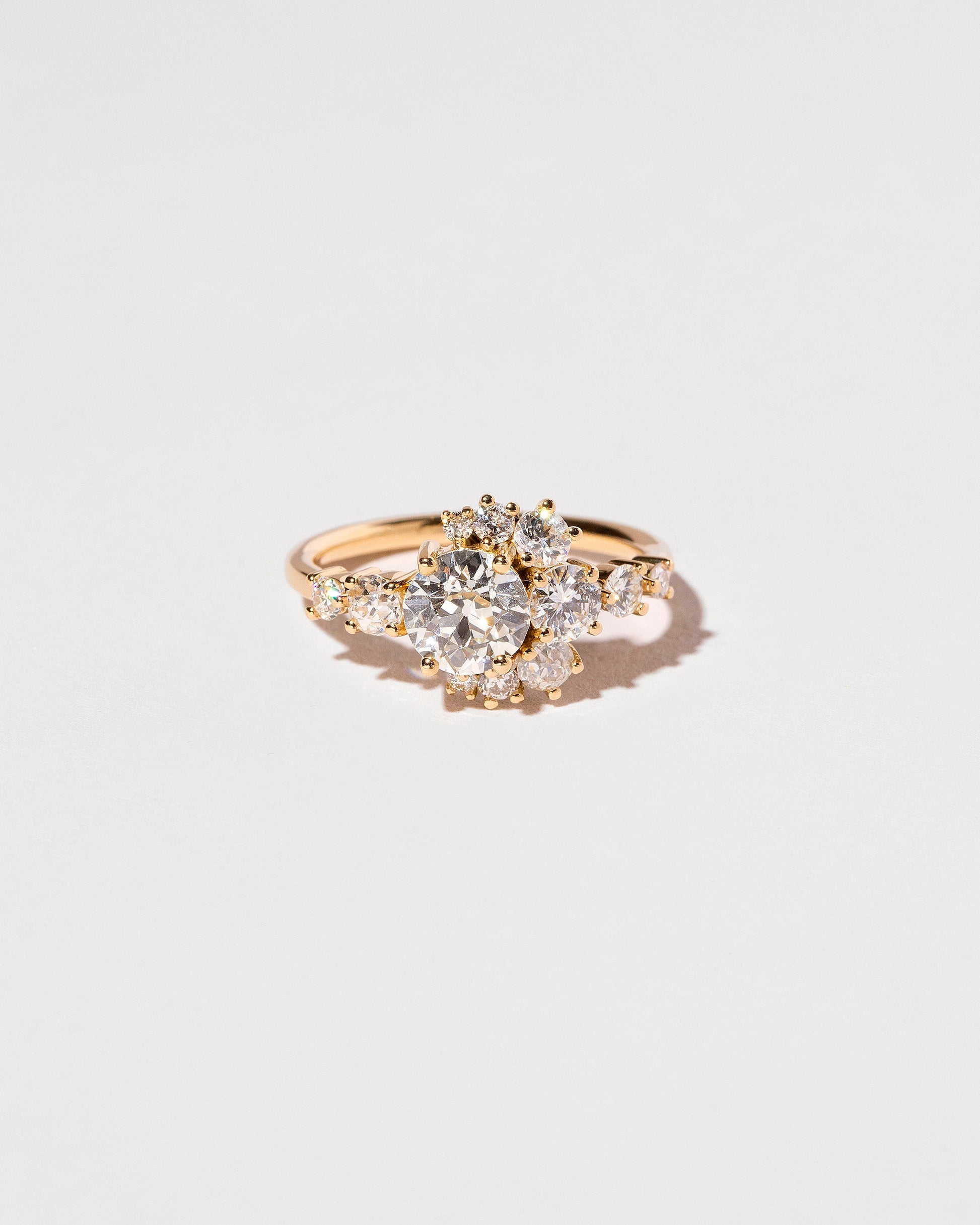  Crescent Ring - White Diamond on light color background.