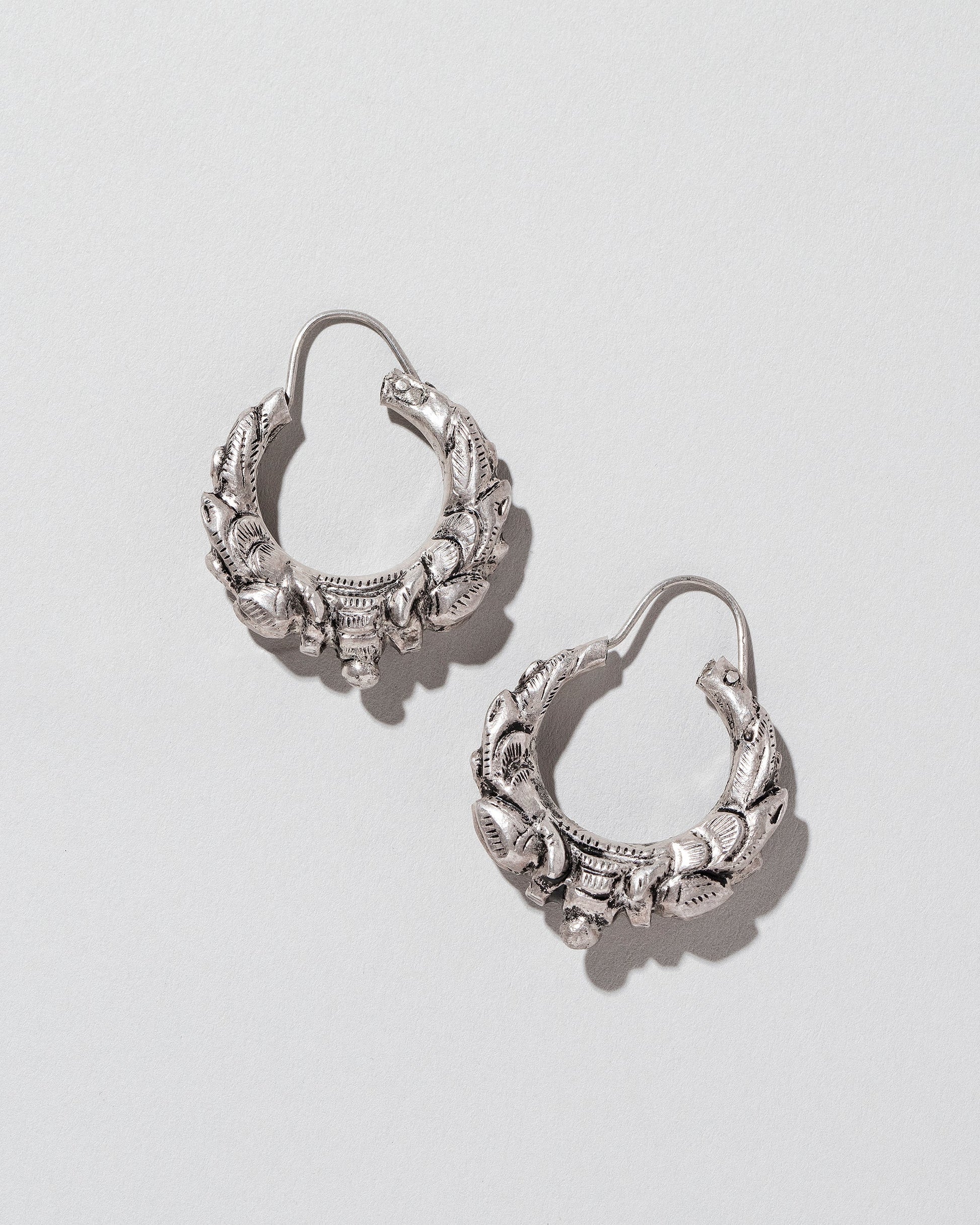  Silver Italian Hoops on light color background.