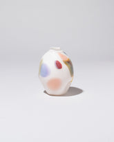 BaleFire Glass White Epiphany Diamond Bud Vase on light color background.