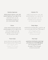 Font options for engraving.