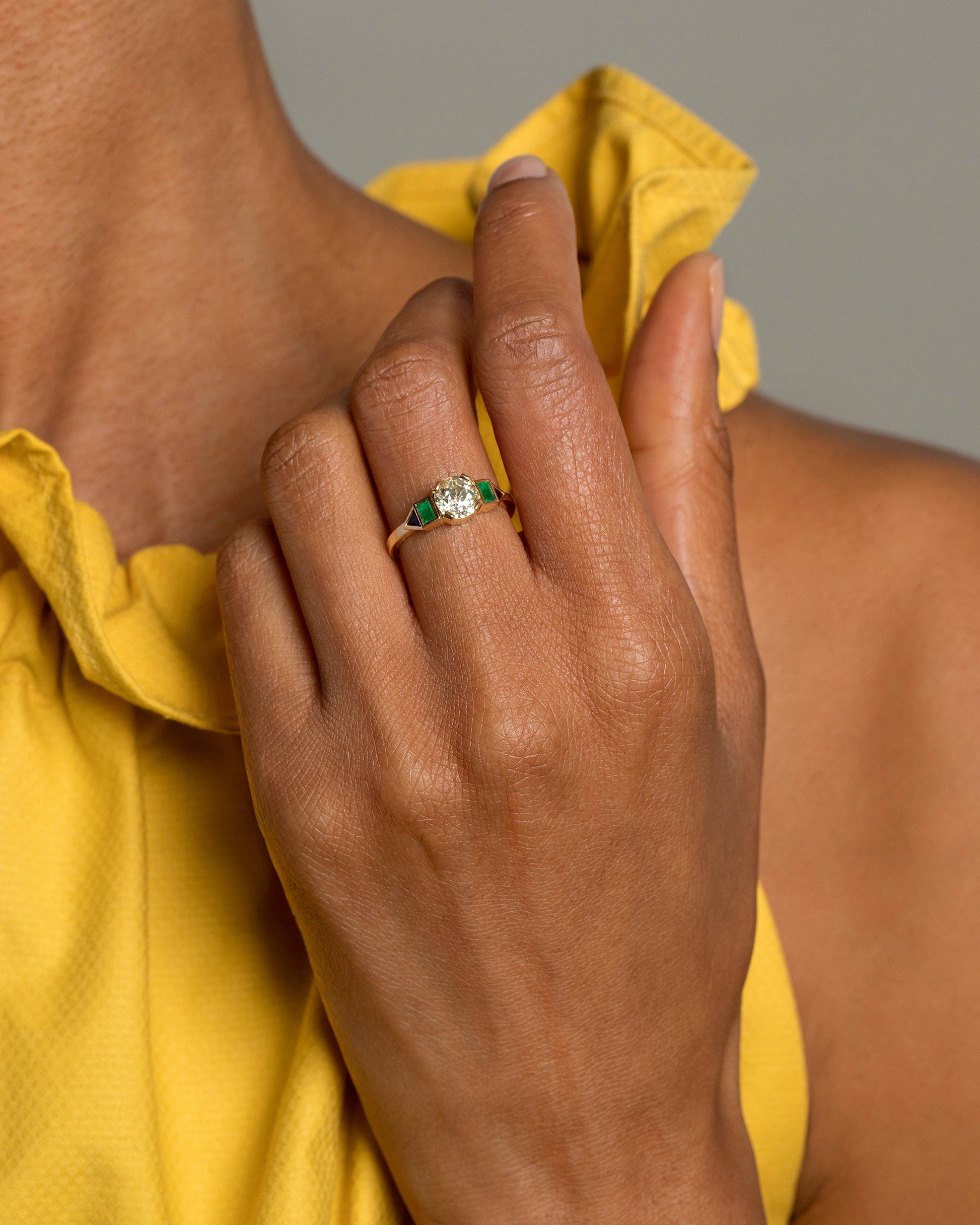 Five Stone Ring on model.