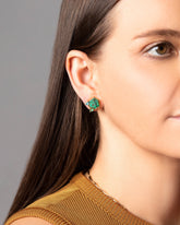 Azure Earrings worn on model.