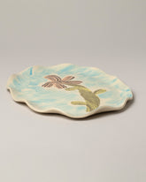 E.E. Ceramics Serving Platter - Flower on light color background.