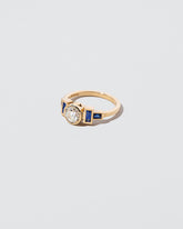  Third Eye Ring - White Diamond & Blue Sapphire on light color background.